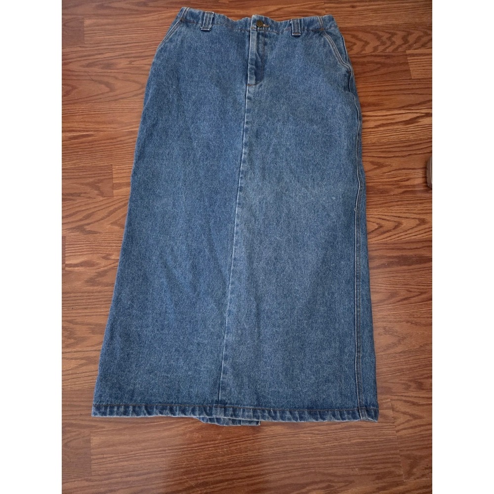 Claudio Nucci Blue Denim Maxi Skirt Womens Size 9/10 A-Line Long Jean Skirt Slit